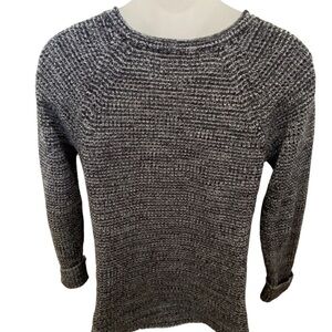 STYLE & CO Black, Grey & White Mesh Sweater Cuffed Sleeves Women M Medium